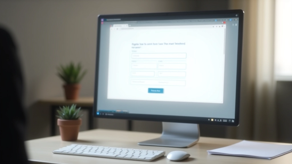 Niz korak-po-korak ecrana registracije online trgovine prikazane na računalnom monitoru