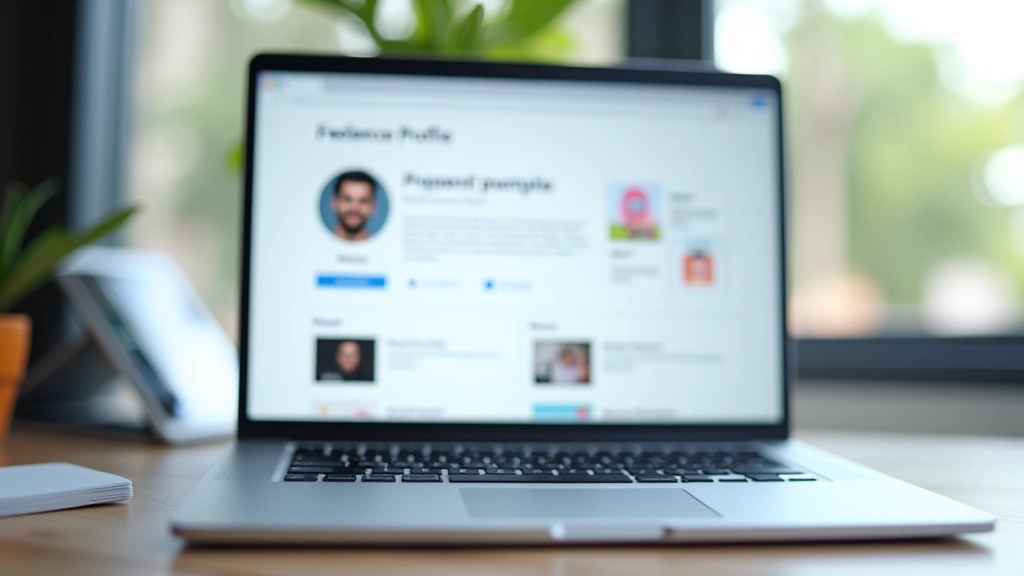 Detaljni prikaz popunjenog profila na freelance platformi s primjerima rada i ocjenom
